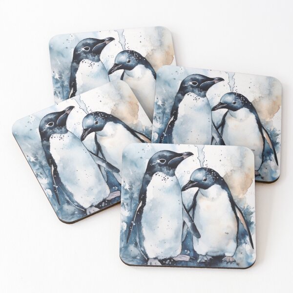 Item preview, Watercolor wash penguins ?  designed and sold by Matt's Artificial Nature.