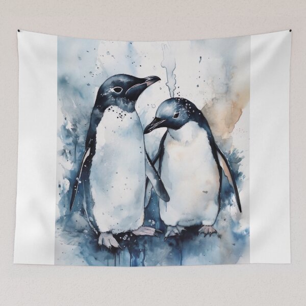 Item preview, Watercolor wash penguins ?  designed and sold by Matt's Artificial Nature.