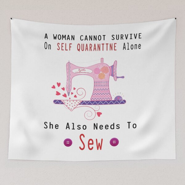 Item preview, A Women Cannot Survive On Self-quarantine Alone She Also Needs To sew T-Shirt designed and sold by CarmelitaJoanie.