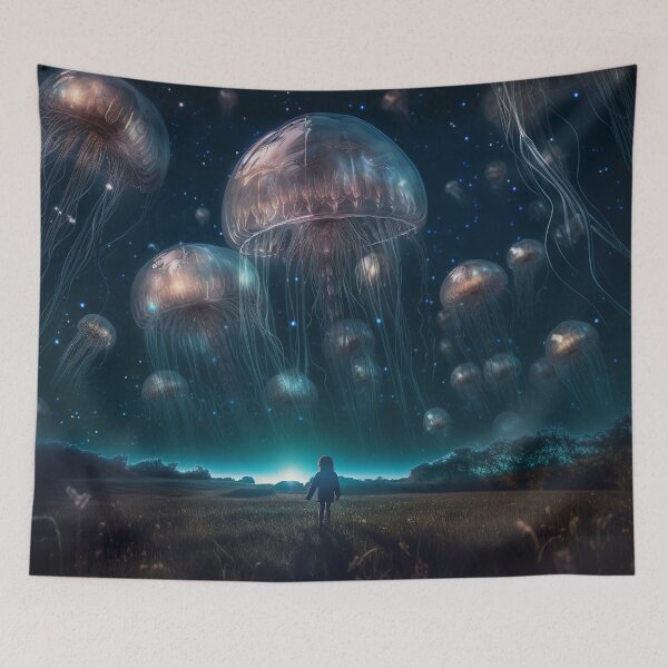 Item preview, Alien Jellyfish Swarm Over the Prairie designed and sold by Satorizations.
