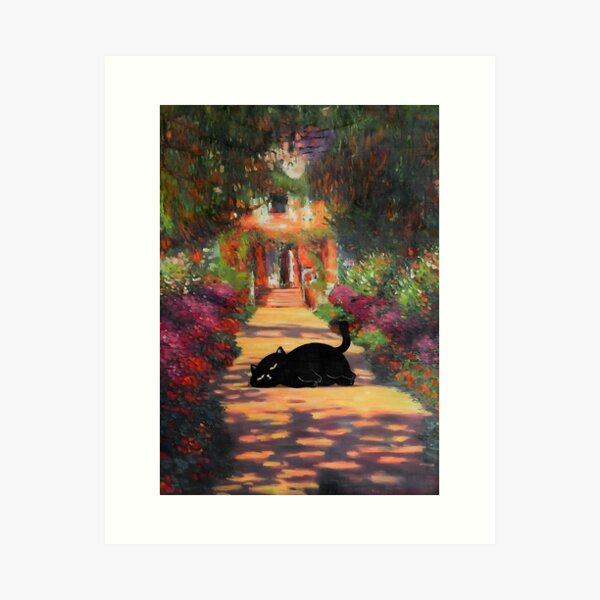 Vista previa del artículo con la obra «Gato del jardín de Monet», diseñado y vendido por outdoorway.