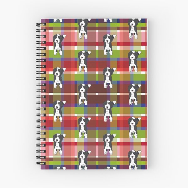 Item preview, Black and White Doodle Dog - Red Blue Green Tartan - Declan designed and sold by SterreStudio.