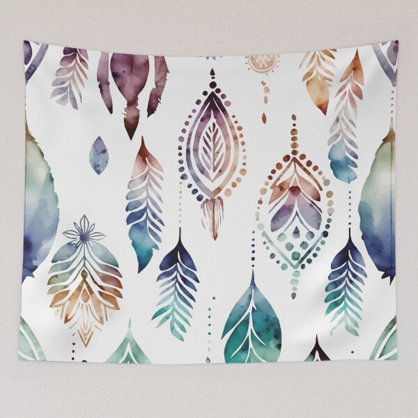 Item preview, A Delicate Feather Bohemian Watercolor Print - Boho Chic Patterns designed and sold by GVRDesign.