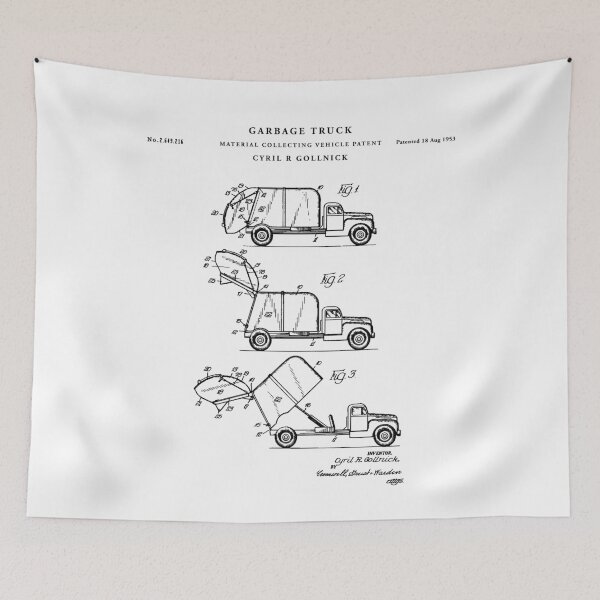Item preview, Garbage Truck Patent Drawing Blueprint designed and sold by Vintago.