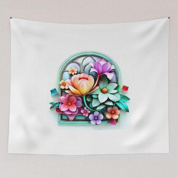 Item preview, AI Art Stained Glass Window and Flowers 4 designed and sold by Artist4God.