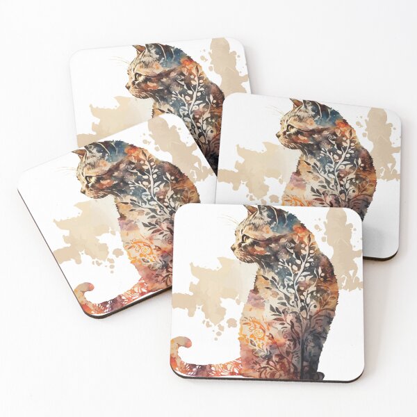 Item preview, A Cat Overlaid with Bohemian Pattern in Watercolor - Boho Animals designed and sold by GVRDesign.