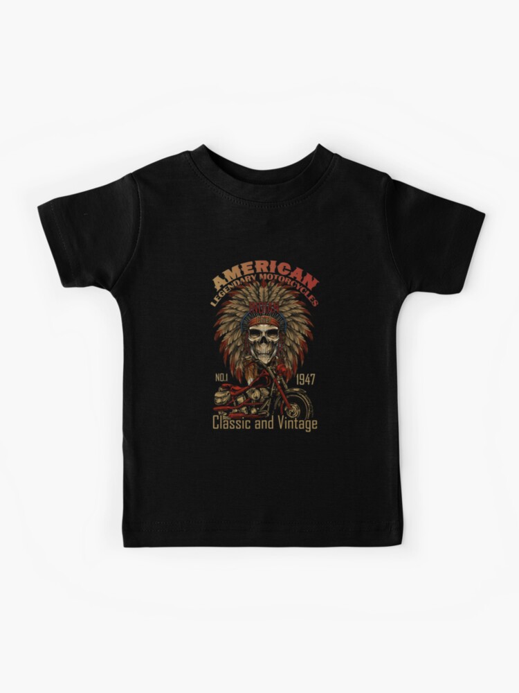 Retro Old Biker American Motorcycle Indian Biker  Kids T-Shirt