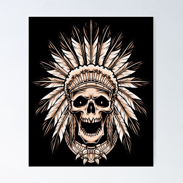 Native skull warrior' Poster, picture, metal print, paint by