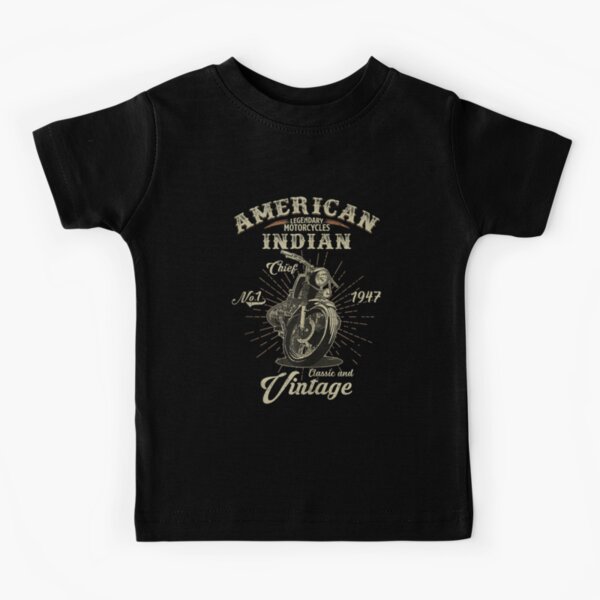 Retro Old Biker American Motorcycle Indian Biker  Kids T-Shirt