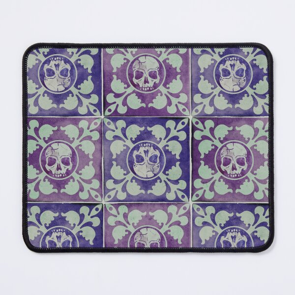 Item preview, Pastel Moroccan-Style Tile Pattern with Gothic Skull Design in pink and purple - Unique and Striking! designed and sold by RedFinchDesigns.