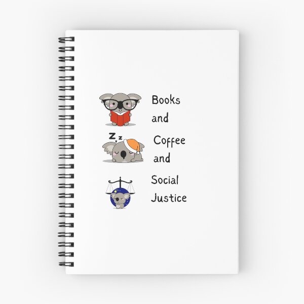 Item preview, Books and Coffee and Social Justice (illustration of Koala and hunger on white background) designed and sold by RM-Journey.