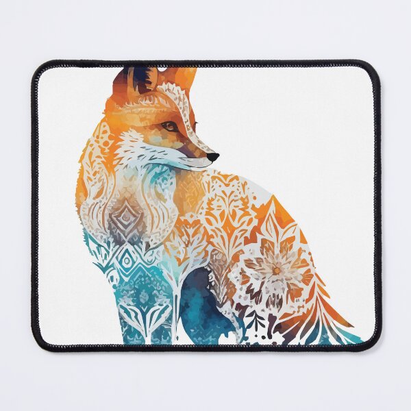 Item preview, A Fox Overlaid with Bohemian Pattern in Watercolor - Boho Animals designed and sold by GVRDesign.
