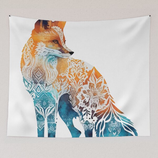 Item preview, A Fox Overlaid with Bohemian Pattern in Watercolor - Boho Animals designed and sold by GVRDesign.