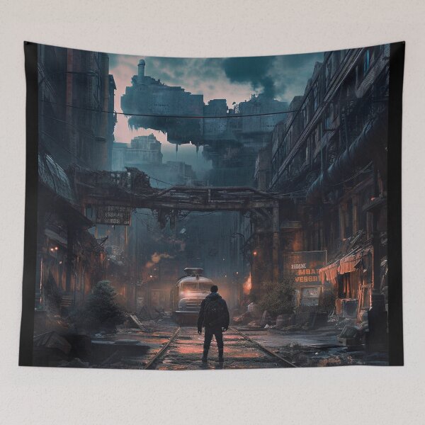 Item preview, Explore a post-apocalyptic city in this stunning cyberpunk artwork designed and sold by CreationP.