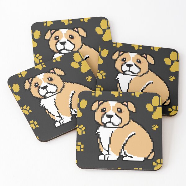 Item preview, cute doggo patterns gold on black designed and sold by Chaoticzarts.