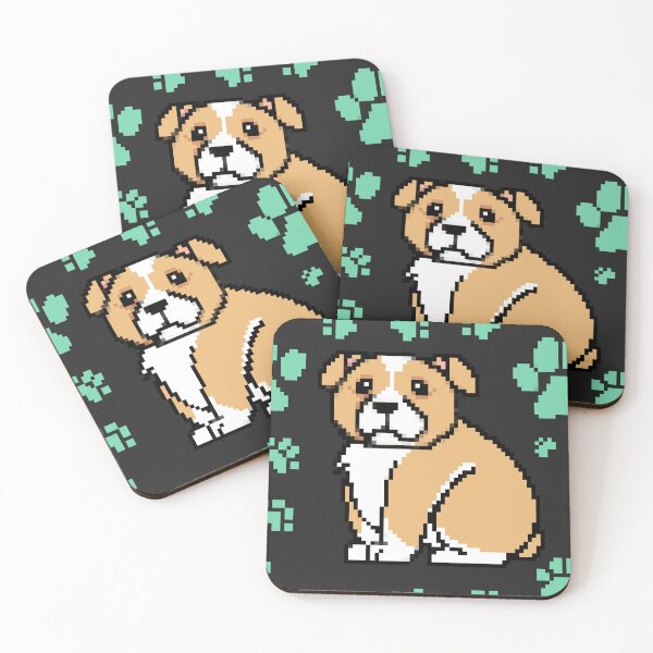 Item preview, cute doggo patterns aqua on black designed and sold by Chaoticzarts.