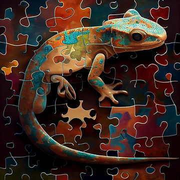 Imagen de la obra Salamander Solving the Puzzle of Swoon Digital Painting de CodeAndColors