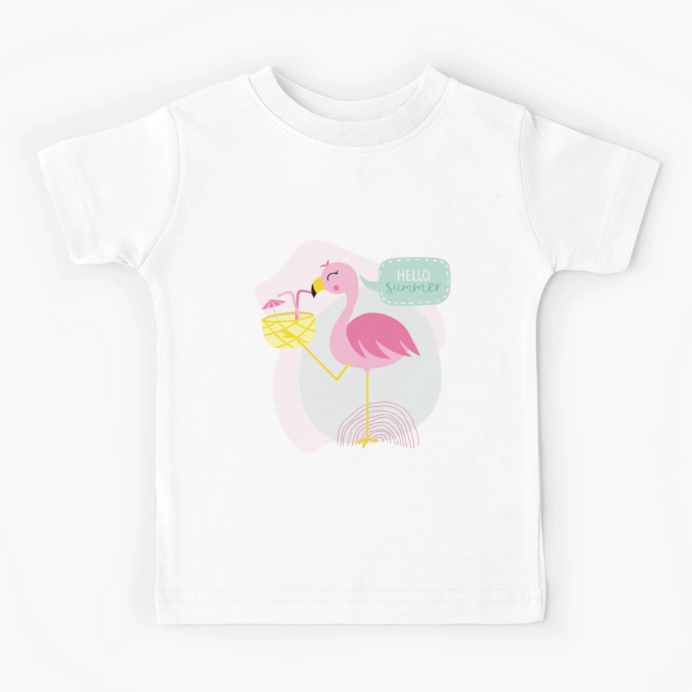 Flamingo Hello Summer Kids T-Shirt by Lapeticrafter