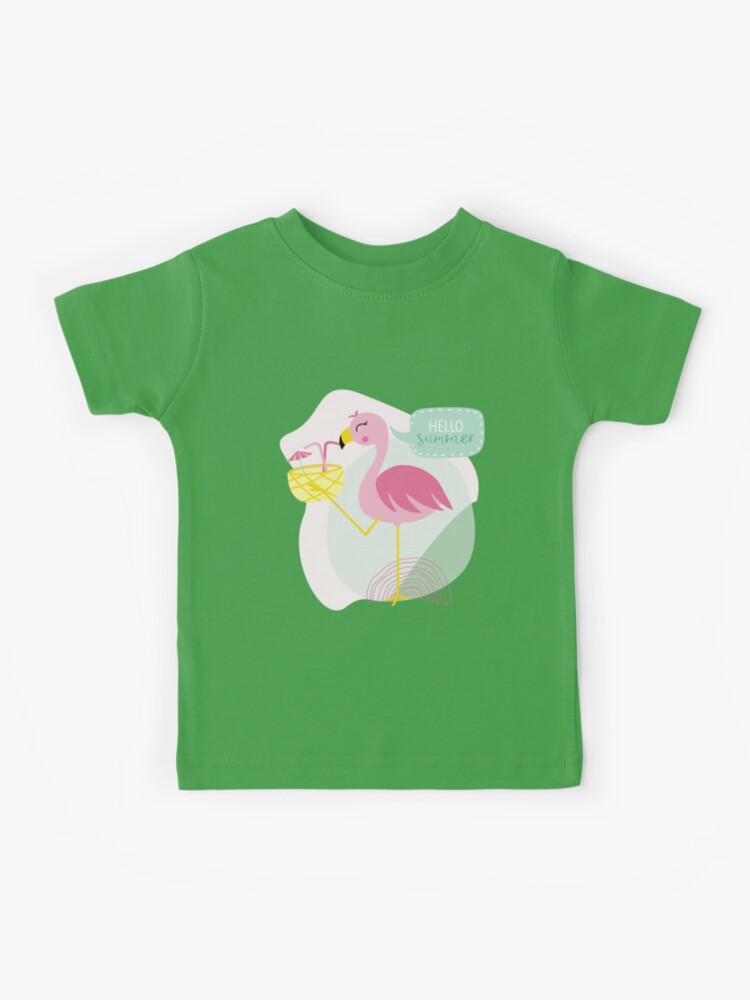 Flamingo Hello Summer Kids T-Shirt by Lapeticrafter