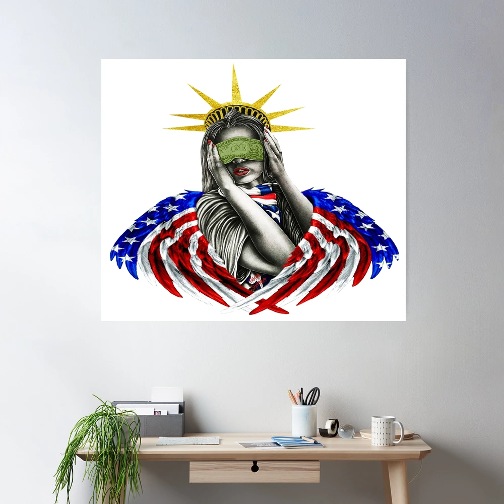 Money Makes Blind; USA; 4th July;" Poster for Sale by StickerApe | Redbubble