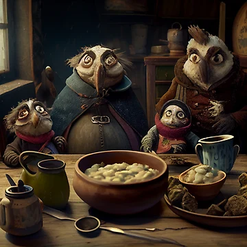 Vorschaubild zum Design The Barnacles Porridge Feast Digital Painting von CodeAndColors