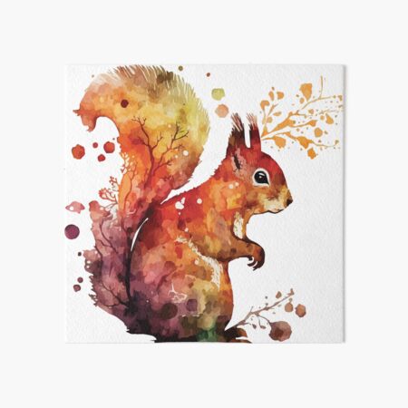 A Red squirrel in a Modern Watercolor - Boho Animals Art Board Print