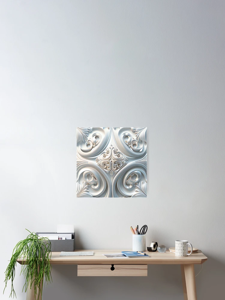 Imagen 2 de 3, Póster con la obra Baroque Designer White Futuristic Modern Coastal P Digital Painting, diseñada y vendida por CodeAndColors.