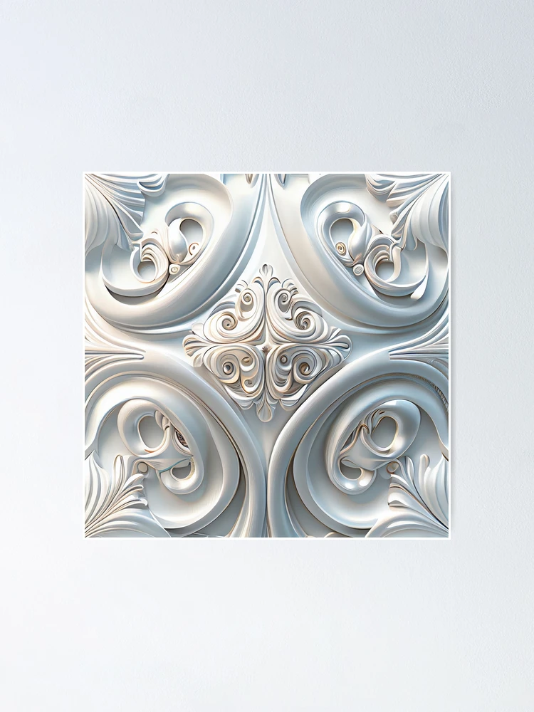 Imagen 1 de 3, Póster con la obra Baroque Designer White Futuristic Modern Coastal P Digital Painting, diseñada y vendida por CodeAndColors.