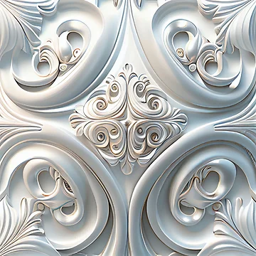 Imagen de la obra Baroque Designer White Futuristic Modern Coastal P Digital Painting de CodeAndColors