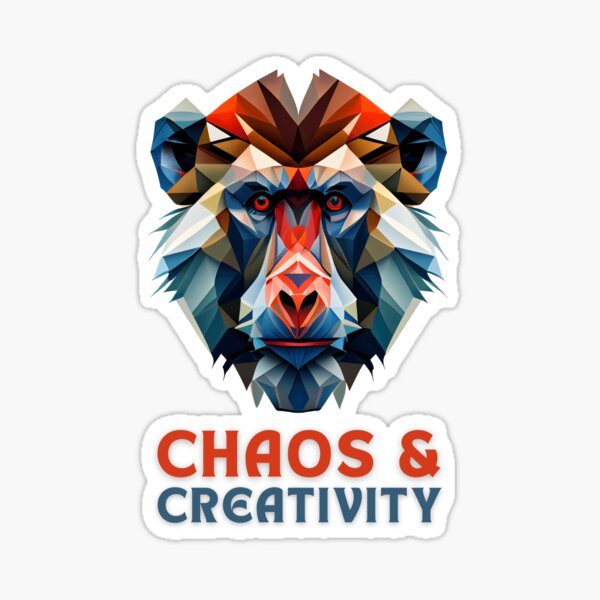 Vista previa del artículo con la obra «¡Expresa tu lado salvaje con este inspirador diseño de cara de babuino con 'Caos y creatividad' en camisetas y más!», diseñado y vendido por FiveIntentions.