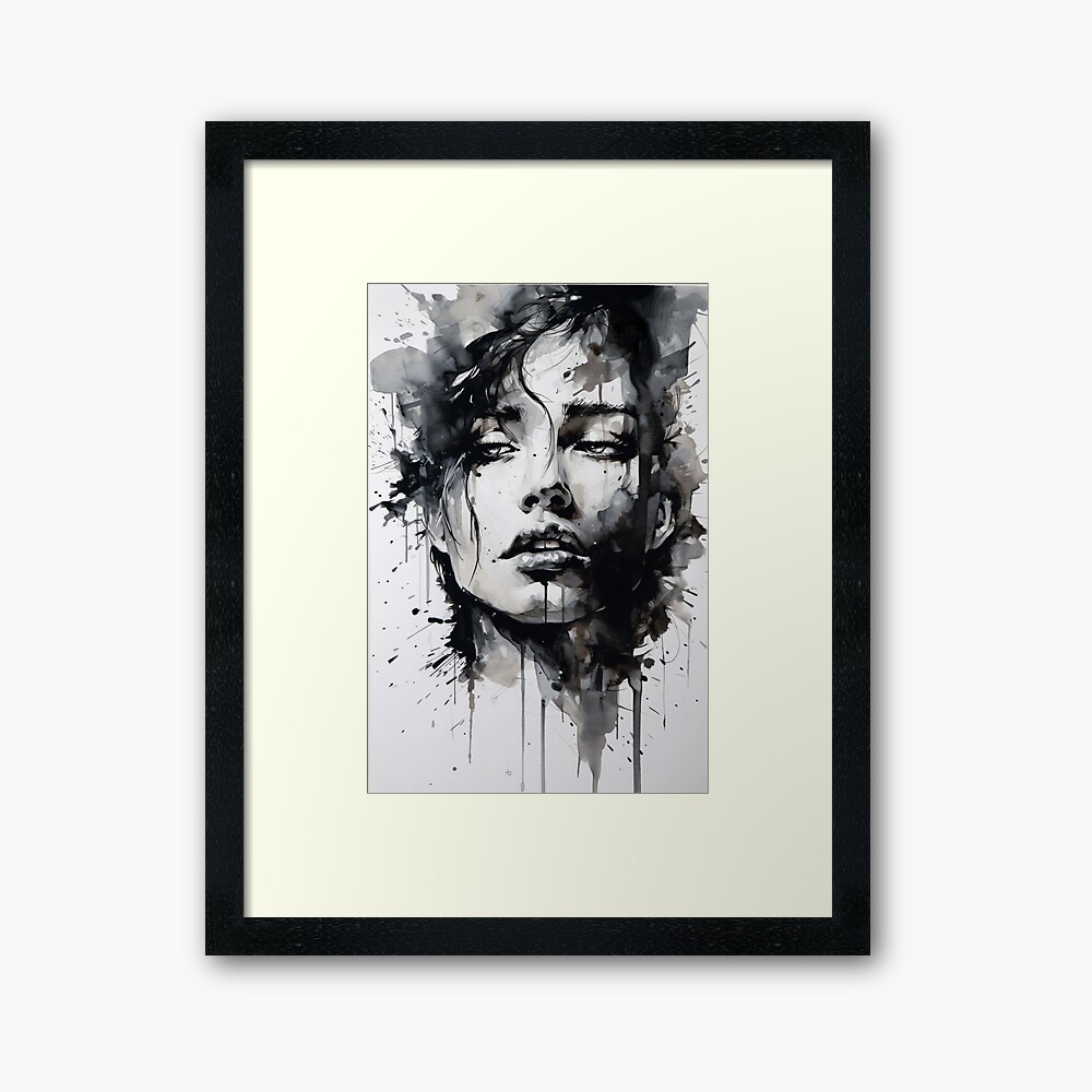 Abstract black and white beautiful girl art Painting by Princy Ian