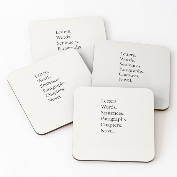 Item preview, Letters Words Sentences Paragraphs Chapters Novel. designed and sold by DebbieDoesDogs.