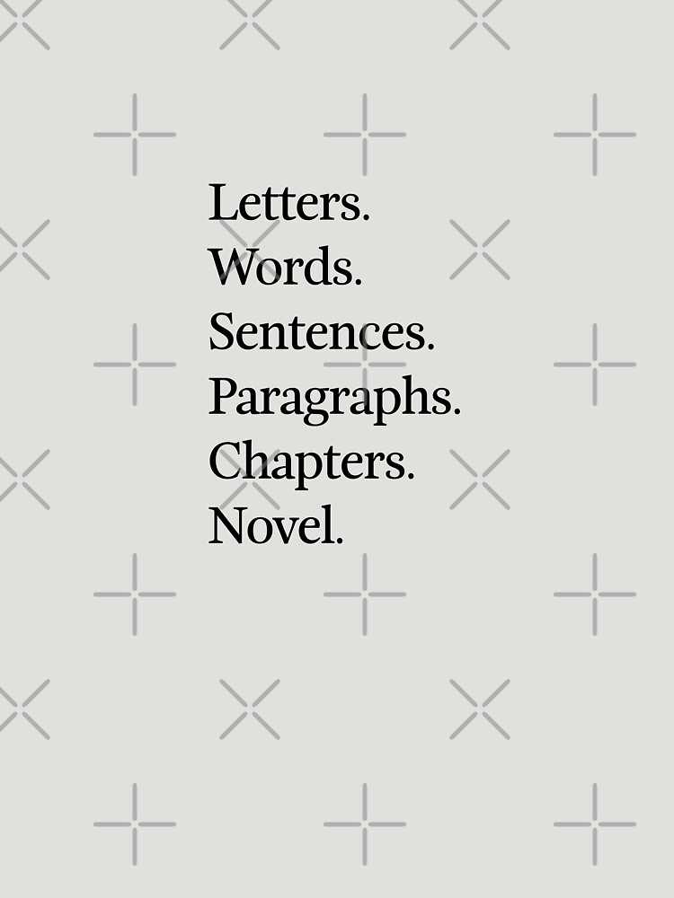 Letters Words Sentences Paragraphs Chapters Novel.
