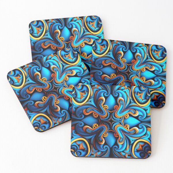 Item preview, Blue Energetic Maximalist Pattern Digital Painting designed and sold by CodeAndColors.