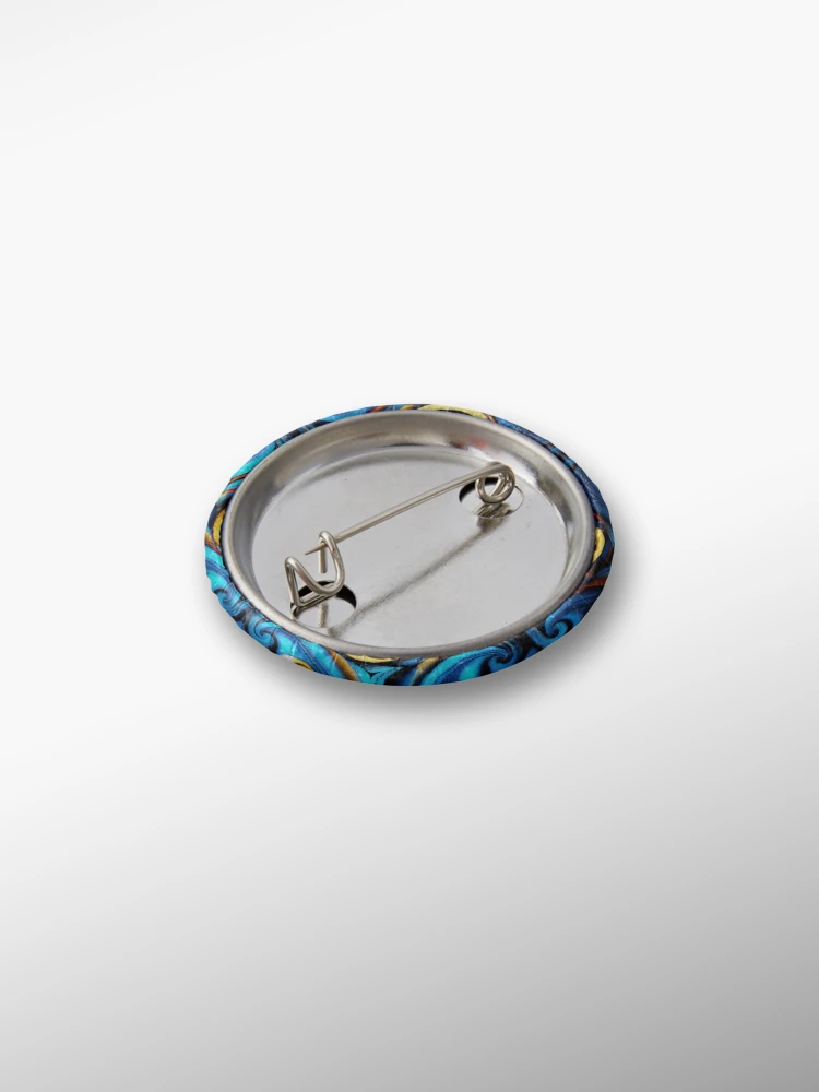 Thumbnail 2 von 3, Button, Blue Energetic Maximalist Pattern Digital Painting designt und verkauft von CodeAndColors.
