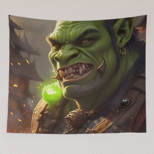 Item preview, Green Orc Warrior pillaging village designed and sold by magikman65.