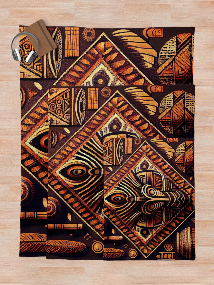 Aperçu 5 sur 6. Plaid avec l'œuvre Ancient African Pattern Digital Painting créée et vendue par CodeAndColors.