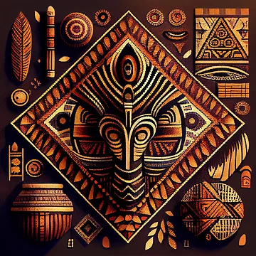 Aperçu de l'œuvre Ancient African Pattern Digital Painting de CodeAndColors