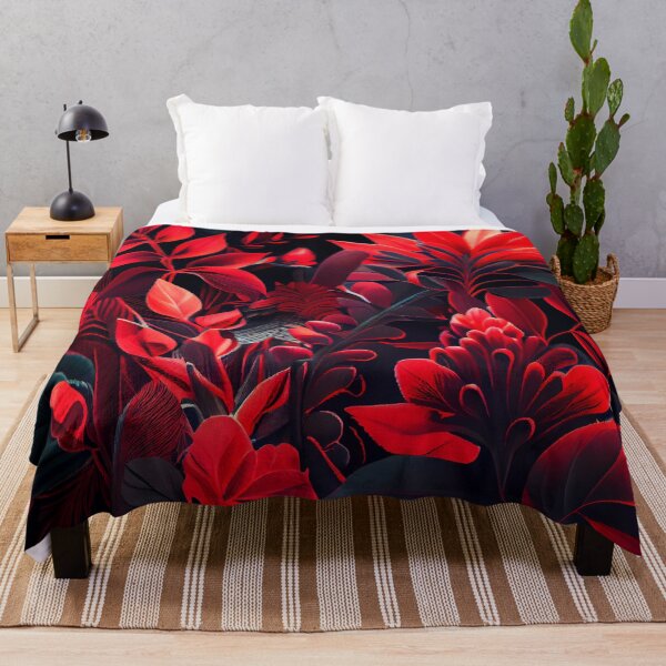 Aperçu de l'œuvre Red Bright Dense Tropical Pattern Digital Painting créée et vendue par CodeAndColors.