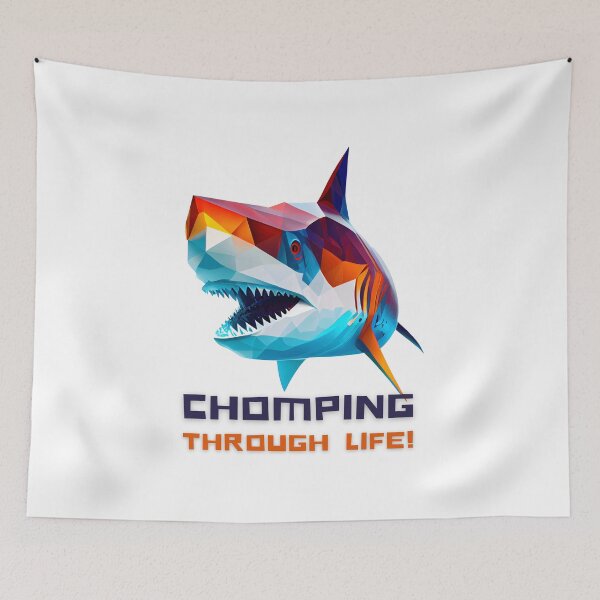 Item preview, Dive into Life with this Fearless Shark Design Featuring 'Chomping Through Life' on T-Shirts and More! designed and sold by FiveIntentions.