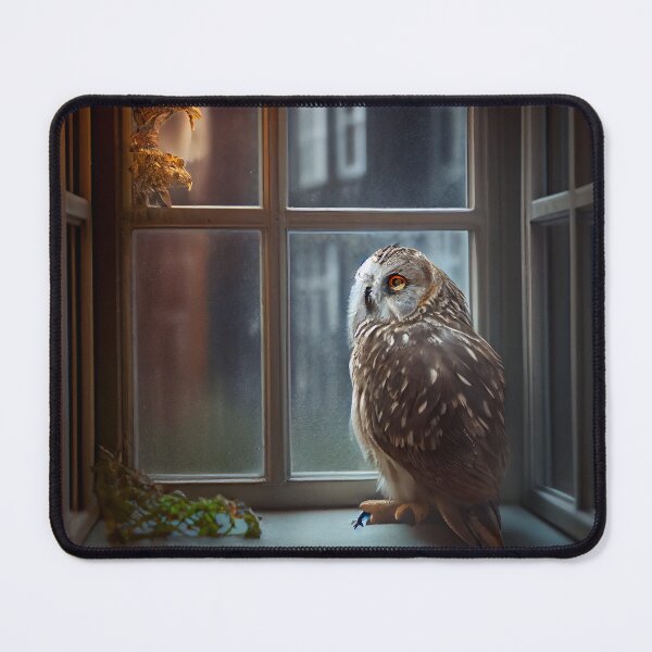 Artikelvorschau, Moody Owl at the Window Digital Painting entworfen und verkauft von CodeAndColors.