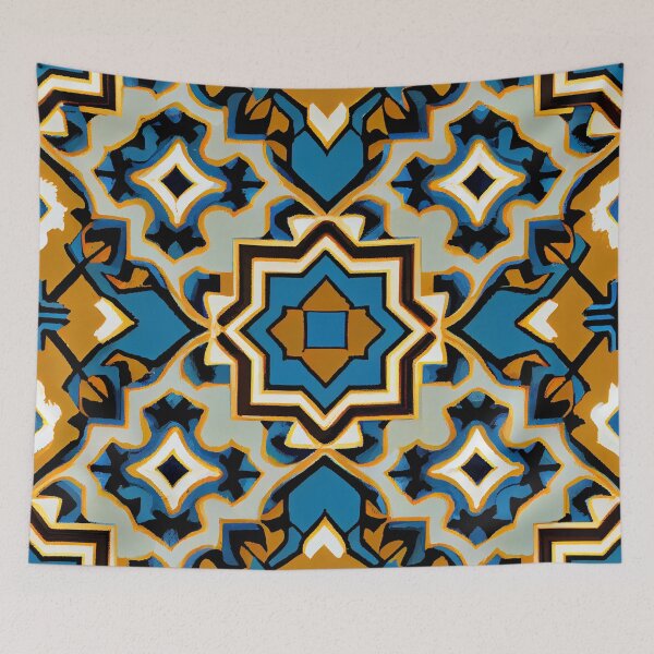 Item preview, Bold Furry Geometric Drawn New Mediterranean Pattern Digital Painting designed and sold by CodeAndColors.