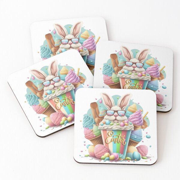 Artikelvorschau, Osterhase mit Brille und Leckereien entworfen und verkauft von Justsweetdesign.