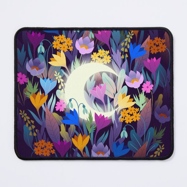 Item preview, Crescent moon and flowers designed and sold by GreyLilac.
