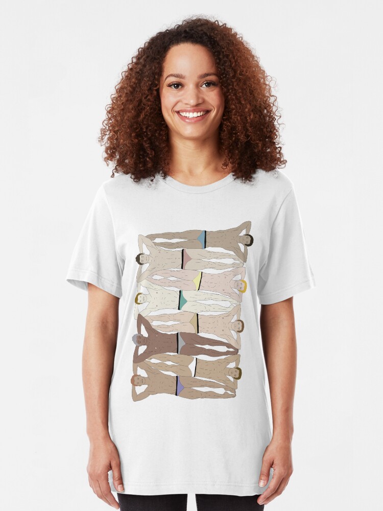Alternate view of Sunbathers - Retro Male Swimmers Slim Fit T-Shirt