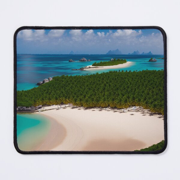 Item preview, A Deserted Tropical Island With A Few Palm Trees And A Long Stretch Of Golden Sand Ai Generated Art designed and sold by AiGens.