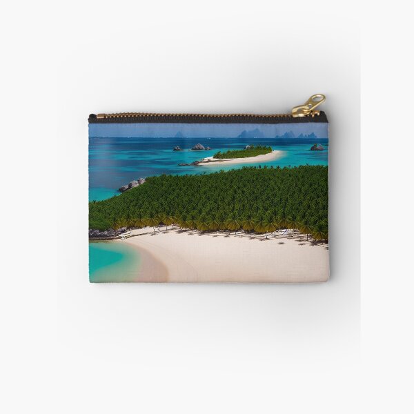 Item preview, A Deserted Tropical Island With A Few Palm Trees And A Long Stretch Of Golden Sand Ai Generated Art designed and sold by AiGens.