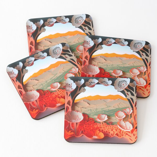 Item preview, Vibrant Orange Poppies paper cut craft designed and sold by B.B. Knolls.