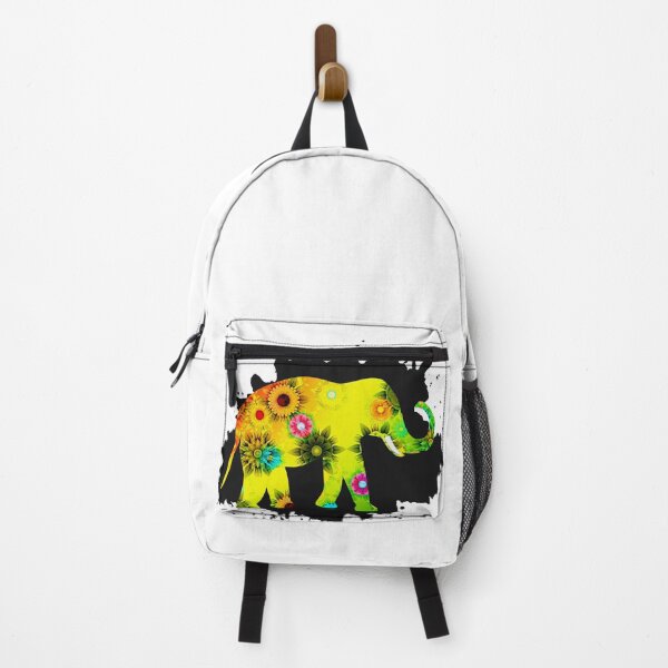 Item preview, Beautiful deep yellow elephant dotted with flowers. Black background. designed and sold by Billion-design.