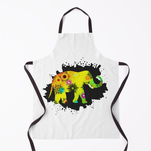 Item preview, Beautiful deep yellow elephant dotted with flowers. Black background. designed and sold by Billion-design.